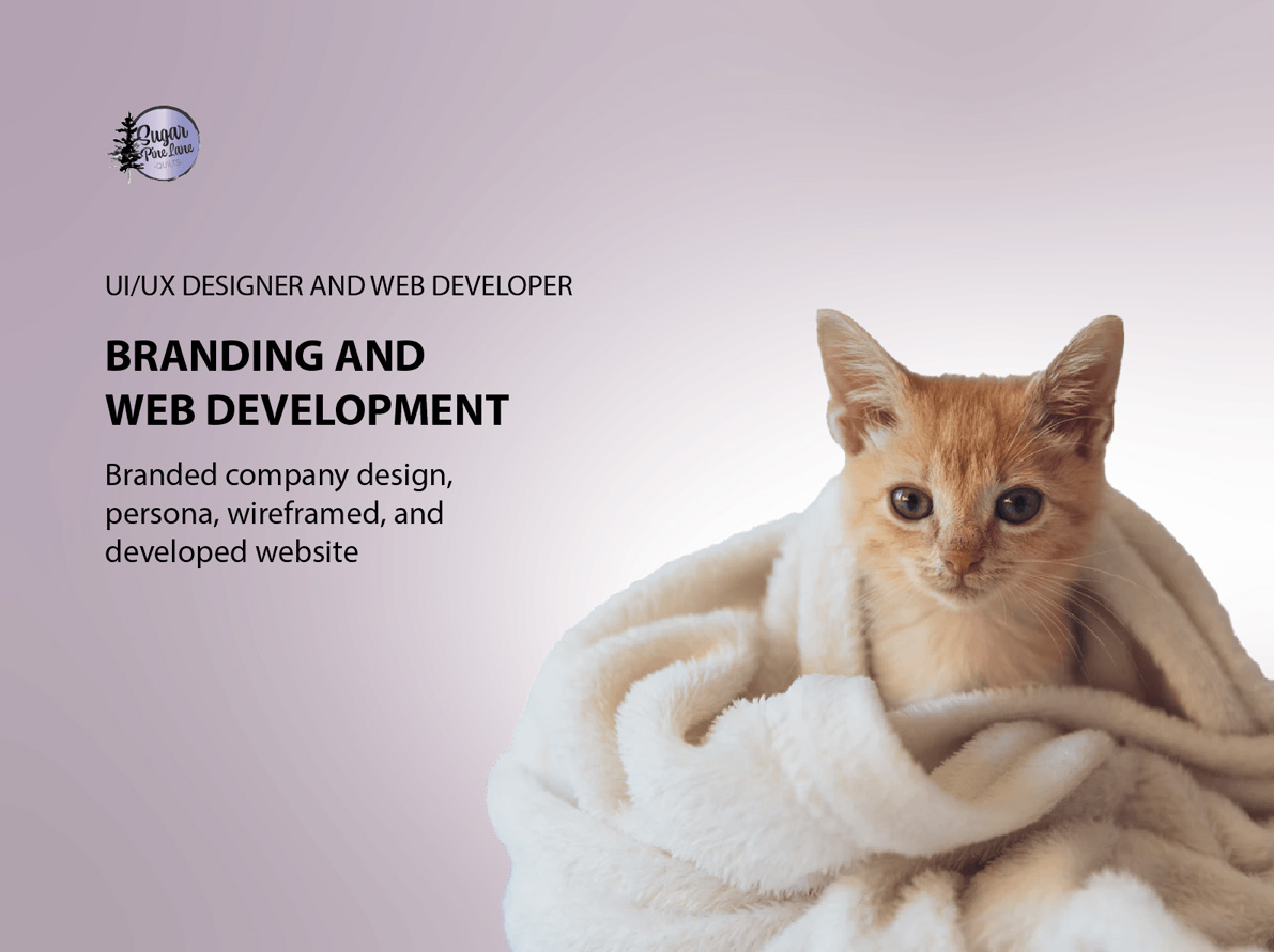 Info card for Sugar Pine Quilts with cat in blanket